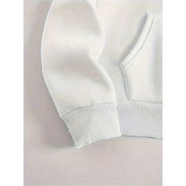 Women's Plus Size Soft Casual Hooded Sweatshirt with Artistic Back Print - Black & White & Bird Design, Kangaroo Pocket, Relaxed Fit, Machine Washable, All-Season Comfort, Ladies Sweatshirts, Decorative Text Design