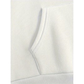 Women's Plus Size Soft Casual Hooded Sweatshirt with Artistic Back Print - Black & White & Bird Design, Kangaroo Pocket, Relaxed Fit, Machine Washable, All-Season Comfort, Ladies Sweatshirts, Decorative Text Design