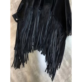 [Plus Size Tassel Top] Plus Size Women's Tassel Top - Vibrant Red Retro Chic Oversized High Neck Long Sleeve Blouse | Batwing Sleeves, Flowy Fabric, Stretchy Machine-Washable | Party & Banquet, Festive Outfit, Fall/Winter Fashion, Casual & Formal Events