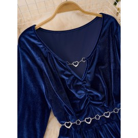 Plus Size, Oudong Selection Christmas Special Elegant Plus-Size Women's Metal Belted Top