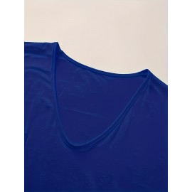 Large Size V-Neck Pocket Irregular Hem Short-Sleeved Top T-Shirt Two-Piece Set