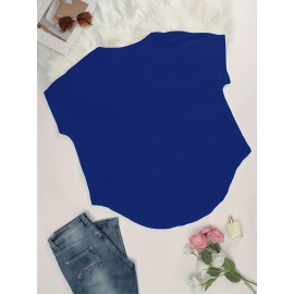 Large Size V-Neck Pocket Irregular Hem Short-Sleeved Top T-Shirt Two-Piece Set