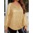 Plus Size - Women'S Elegant Golden Sequin Blouse with Ruffled Sleeves - Round Neck, Long Sleeve, Stretchy Blend, Perfect for Casual or Formal Occasions, Formal Attire | Ruffled Sleeve Top | Blend, Plus Size Sequin Top For Women, Plus Size Women Top, Plus Size Women Blouse, Plus Size Women Clothes, Plus Size Women, Top For Women Plus Size, Lady Plus Size Top