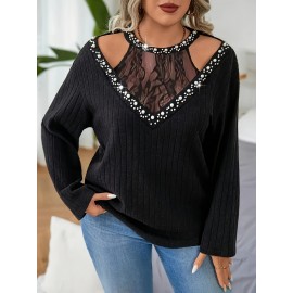 Plus Size, Women's Plus-Size Elegant Faux Two-Piece T-Shirt with Lace Panel & Button Neckline - Long Sleeve Blouse, Round Neck, Short Jacket-Like Collar, Machine Washable Spring/Fall/Spring Transition Top for Weddings, Parties & Formal Events, Blouses For Women Elegant Classy, Fall Clothes For Women, Tops For Women, Ladies Tops And Blouses, Tops For Women Elegant Classy, Womens Tops And Blouses, Evening Tops For Women, Fall Plus Size Women Clothes, Womens Clothes,