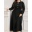 Plus Size - Elegant Plus Size Women'S Solid Color Dress with Front Bow Detail - Comfortable, Breathable, Long Sleeve, Flared Hem, Round Neck, All-Season Wear, Formal Attire|Elegant Dress|Comfortable Fit