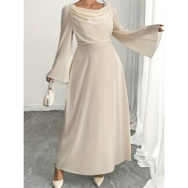 Plus Size, Women's Elegant Pencil Dress with Full A-Line Silhouette - Floor-Length Formal Evening gown, Beige// - Zipper Back Closure, Plus Size Available - Wedding, Party, Prom Dress - Hand Washable Luxury Evening Gown, Formal Dress for Women, Dresses for Women Elegant Classy Formal, Plus Size Formal Dresses Elegant Plus Size, Plus Size Dresses for Women Wedding Guest, Wedding Dresses for Women Plus Size, Highquality Fabric, Premium Stitching, Bridal Guest