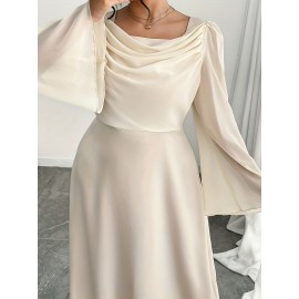 Plus Size, Women's Elegant Pencil Dress with Full A-Line Silhouette - Floor-Length Formal Evening gown, Beige// - Zipper Back Closure, Plus Size Available - Wedding, Party, Prom Dress - Hand Washable Luxury Evening Gown, Formal Dress for Women, Dresses for Women Elegant Classy Formal, Plus Size Formal Dresses Elegant Plus Size, Plus Size Dresses for Women Wedding Guest, Wedding Dresses for Women Plus Size, Highquality Fabric, Premium Stitching, Bridal Guest