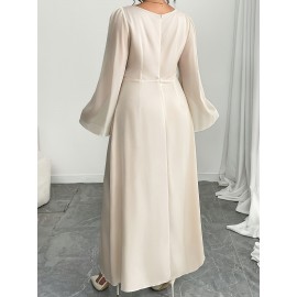Plus Size, Women's Elegant Pencil Dress with Full A-Line Silhouette - Floor-Length Formal Evening gown, Beige// - Zipper Back Closure, Plus Size Available - Wedding, Party, Prom Dress - Hand Washable Luxury Evening Gown, Formal Dress for Women, Dresses for Women Elegant Classy Formal, Plus Size Formal Dresses Elegant Plus Size, Plus Size Dresses for Women Wedding Guest, Wedding Dresses for Women Plus Size, Highquality Fabric, Premium Stitching, Bridal Guest