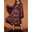 Women's Halloween Flowy Dress Elegant Long Sleeve Scoop Neck Sun Moon Print Pocket Dress Midi Dress