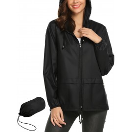 Raincoat Women Lightweight Rain Jackets Packable Outdoor Hooded Windbreaker