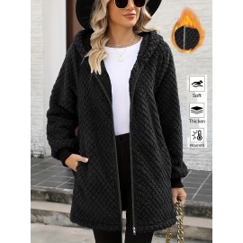 Women's Oversized Fleece Jacket with Hood & Pockets - Thick Winter Coat, Fuzzy Zip-Up Outerwear, Machine Washable, Cozy for all body Types (Fall/Winter) - Elegant Special Line Collection