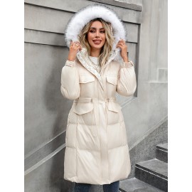 Plus Size Women'S Cozy Fleece-Lined Hooded Jacket - Thick Warm Winter Coat with Zipper Front, Long Sleeves, and Fluffy Lined for Fall/Winter Casual Wear, Winter Coats