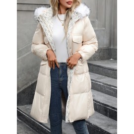 Plus Size Women'S Cozy Fleece-Lined Hooded Jacket - Thick Warm Winter Coat with Zipper Front, Long Sleeves, and Fluffy Lined for Fall/Winter Casual Wear, Winter Coats