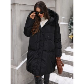 Women'S Elegant Long Winter Coat - Full-Length Cold Weather Jacket, Non-Stretchy Outer Layer for Extreme Cold, Formal & Everyday Winter Outfits - Elegant Women'S Outerwear, Seasonal Fashion, Classic Silhouette, Durable Construction, Warm Jacket, Fashionconscious Women