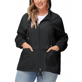 Plus Size Raincoat for Women - Waterproof, Packable, Outdoor, Hooded, Windbreaker Rain Jacket with Ultimate Protection