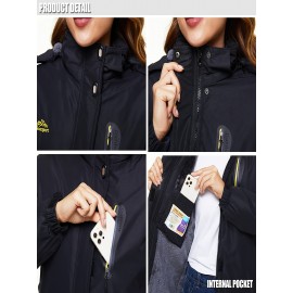 Women's Plus Size Ski Jacket Winter Outdoor Windproof Waterproof Soft Shell Jacket Detachable Snow Cap 5 Pocket Warm Fleece Lining Thickened Thermal Coat Outdoor Sports Ski Snowboard Hiking Camping Mountaineering Large Size Jacket