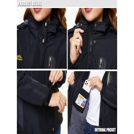 Women's Plus Size Ski Jacket Winter Outdoor Windproof Waterproof Soft Shell Jacket Detachable Snow Cap 5 Pocket Warm Fleece Lining Thickened Thermal Coat Outdoor Sports Ski Snowboard Hiking Camping Mountaineering Large Size Jacket