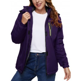 Women's Plus Size Ski Jacket Winter Outdoor Windproof Waterproof Soft Shell Jacket Detachable Snow Cap 5 Pocket Warm Fleece Lining Thickened Thermal Coat Outdoor Sports Ski Snowboard Hiking Camping Mountaineering Large Size Jacket