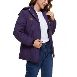 Women's Plus Size Ski Jacket Winter Outdoor Windproof Waterproof Soft Shell Jacket Detachable Snow Cap 5 Pocket Warm Fleece Lining Thickened Thermal Coat Outdoor Sports Ski Snowboard Hiking Camping Mountaineering Large Size Jacket