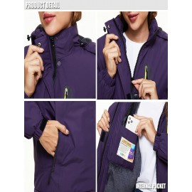 Women's Plus Size Ski Jacket Winter Outdoor Windproof Waterproof Soft Shell Jacket Detachable Snow Cap 5 Pocket Warm Fleece Lining Thickened Thermal Coat Outdoor Sports Ski Snowboard Hiking Camping Mountaineering Large Size Jacket