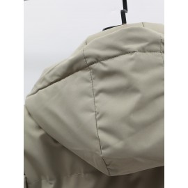 1pc Elegant Women'S Polyester Jacket - Solid Color Crew Neck Long Sleeve with Pockets for Fall/Winter Outdoor Sports and Casual Warmth