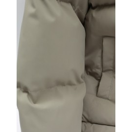 1pc Elegant Women'S Polyester Jacket - Solid Color Crew Neck Long Sleeve with Pockets for Fall/Winter Outdoor Sports and Casual Warmth