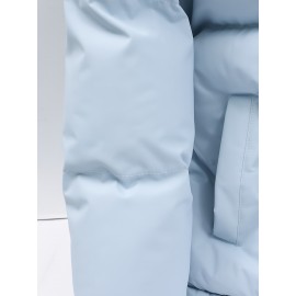 1pc Elegant Women'S Polyester Jacket - Solid Color Crew Neck Long Sleeve with Pockets for Fall/Winter Outdoor Sports and Casual Warmth